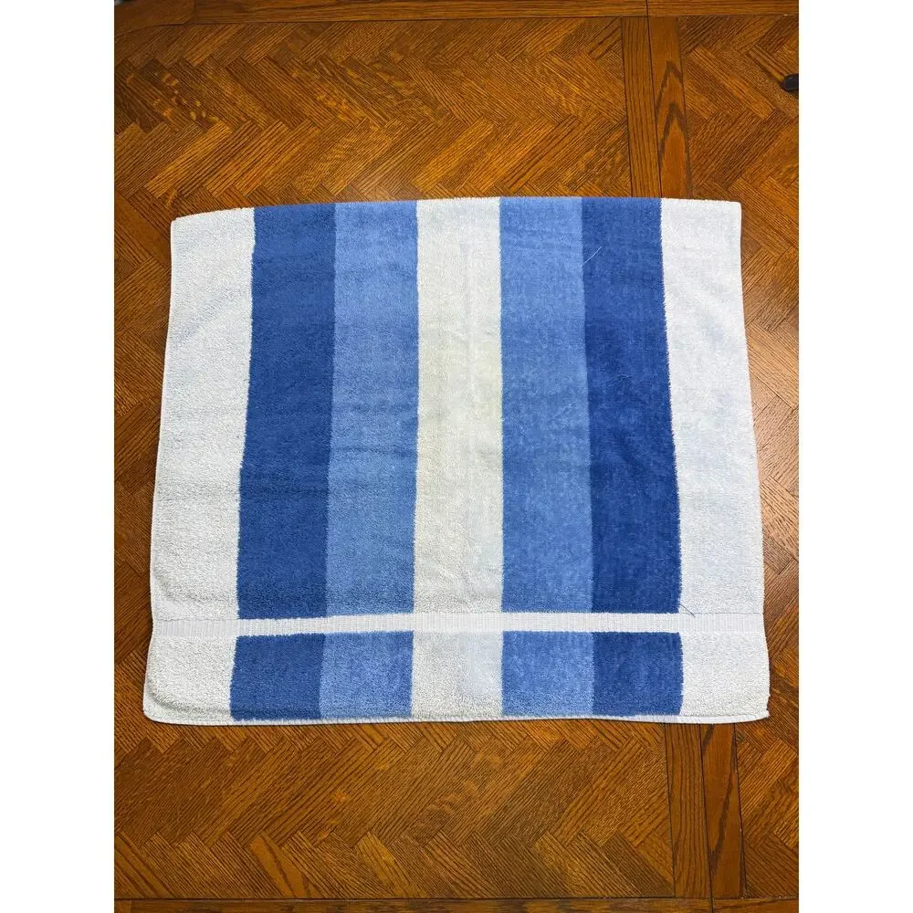 VINTAGE blue stripe bath towel